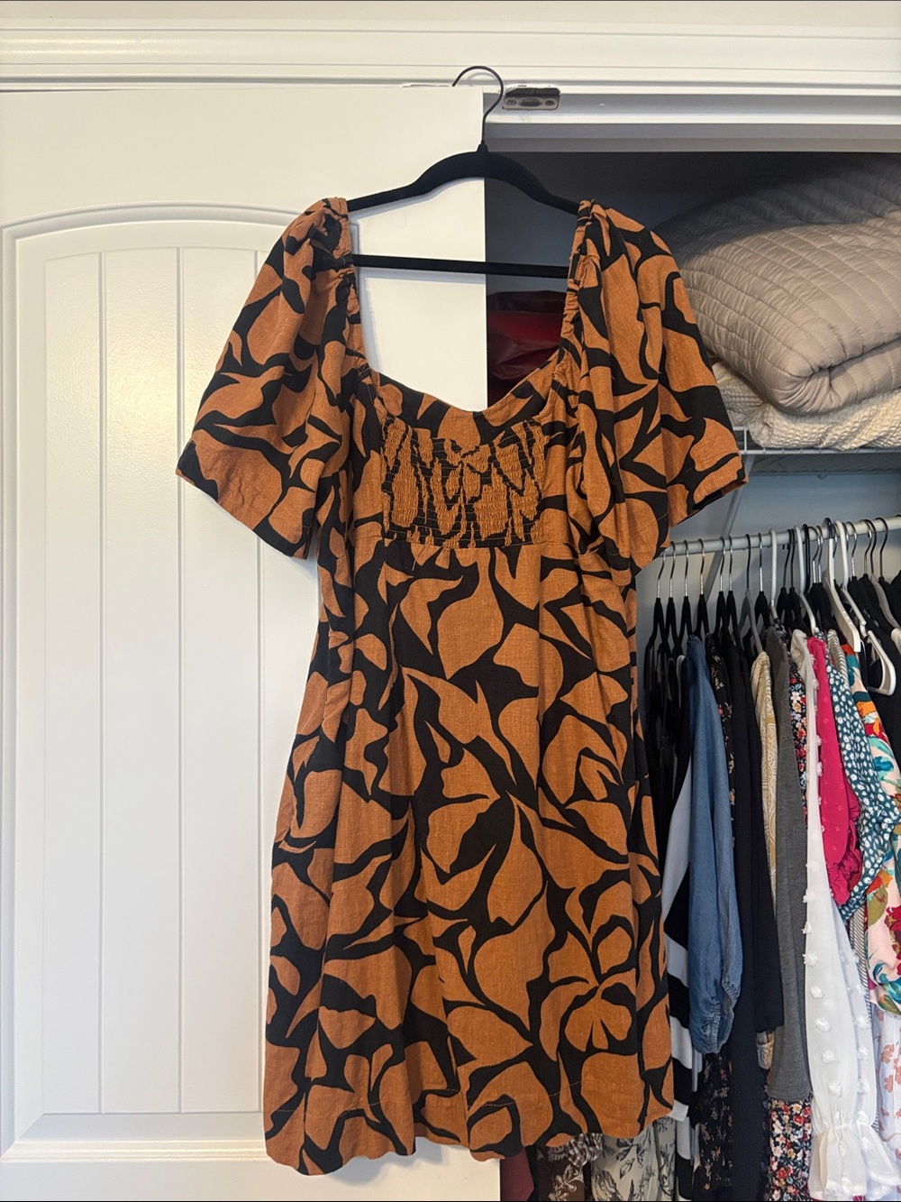 a new day Black and Brown Leaf-Print Short Dress